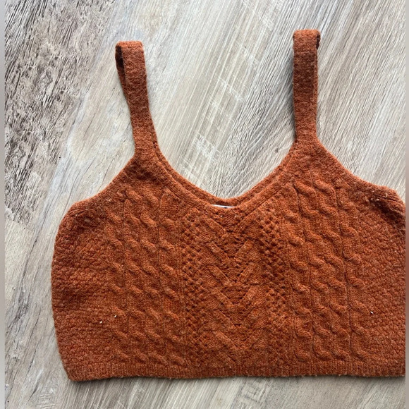 Copper color vintage wool blend crop top - Picture 2 of 4